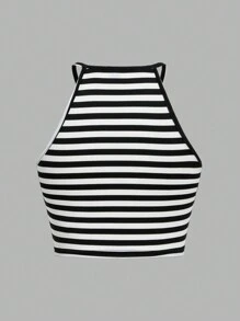 SHEIN EZwear 女士休闲简约多色针织豹纹纯色背心 - 彩色 - 查看 6