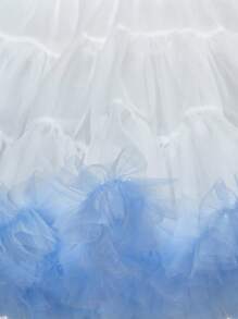 Elladie kids Váy bồng vải tuyn trắng sang trọng cho bé gái, phù hợp cho mùa xuân, hè, thu, thích hợp cho các buổi đi chơi, tiệc tùng, có thể kết hợp với áo phông hoặc áo sơ mi, mang đến sự rung cảm, dễ thương và ngọt ngào - Màu xanh nhạt - Xem 5