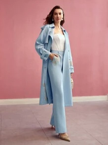 MOTF PREMIUM 花卉植绒西装裤 - 淺藍色 - 查看 6