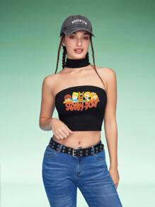 SCOOBY-DOO X SHEIN Top tubo corto de mujer con estampado de dibujos animados de moda, para verano
