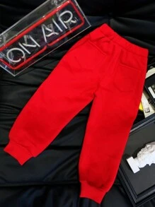 PrepCrw Quần nỉ thường ngày thêu hình động vật cho bé gái, mùa đông - Đỏ - Xem 2