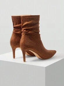 MOTF PREMIUM 女士时尚高跟水钻短靴，适合新年假期、情人节