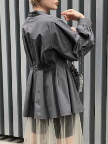 FRIFUL 女式超大荷叶边拼布长袖衬衫