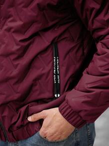 Manfinity Homme Plus Size Men's Casual Solid Color Stand Collar Winter Jacket