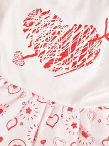 PETSIN Valentine's Day Red & White Heart Pet Dress, Casual & Adorable Design For Cats & Dogs - White - View 3