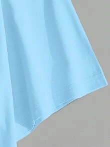 Claim Dot Men's Casual Solid Color Letter Embossed Short Sleeve T-Shirt Blue T Shirt, Chicago Shirt, Baby Blue T Shirt, Baby Blue Graphic Tee Men, Light Blue Graphic Tees, Sky Blue Graphic Tee - Baby Blue - View 4