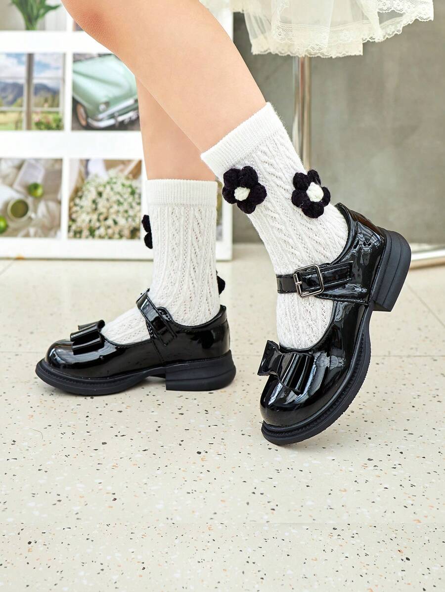Zapatos negro para niñas, zapatos de rendimiento, zapatos de princesa, zapatos pequeños, zapatos de suela blanda, zapatos escolares - Negro - Ver 1