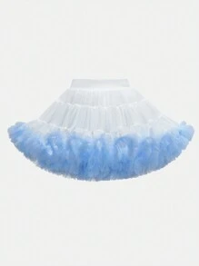 Elladie kids Váy bồng vải tuyn trắng sang trọng cho bé gái, phù hợp cho mùa xuân, hè, thu, thích hợp cho các buổi đi chơi, tiệc tùng, có thể kết hợp với áo phông hoặc áo sơ mi, mang đến sự rung cảm, dễ thương và ngọt ngào - Màu xanh nhạt - Xem 2