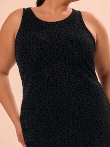 MUSERA Plus Size Leopard Print Sleeveless Maxi Dress,Black,Summer,Elegant,Formal,Dinner,Evening,Curve Dresses,Flowy Long Dress,Holiday,Prom,Graduation - Grey - View 5