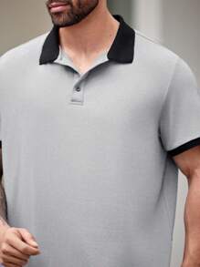 Manfinity VCAY Camisa tipo polo de manga corta de punto informal de talla grande