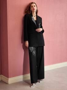 MOTF PREMIUM SEQUIN BEADED TAILORED PANTS - Black - View 4