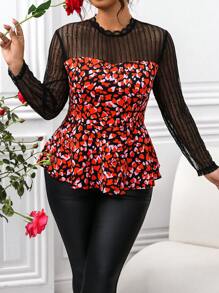 SHEIN Clasi Blusa elegante y romántica con parches de encaje y rosas, ideal para ocasiones especiales, como San Valentín