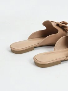 CUCCOO CURVES 宽版尖头镂空平底鞋，米色，优雅，适合户外和日常穿着，适合所有季节 - 杏色 - 查看 5