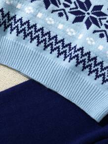 SHEIN 男童学院风提花针织毛衣套装，秋冬 - 藍色 - 查看 6