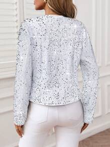 SHEIN LUNE 2024 Autumn Winter New MIU Style Sequin Bow Sweet Jacket Outerwear For Women Party Outfits For Women