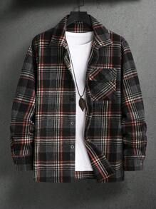 Manfinity Homme Men's Autumn Long Sleeve Single-Breasted Cargo Pocket Casual Shacket - Multicolor - View 1