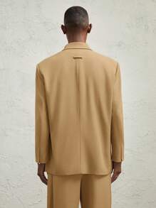 AKNOTIC Formal Blazer Pria Anyaman Tali Lebar dengan Rantai Logam Longgar, Kasual, Kerah Lebar, Bagian Depan Terbuka, Warna Cokelat Muda, untuk Musim Gugur dan Musim Dingin - Coklat - View 5