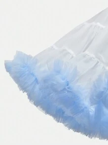 Elladie kids Váy bồng vải tuyn trắng sang trọng cho bé gái, phù hợp cho mùa xuân, hè, thu, thích hợp cho các buổi đi chơi, tiệc tùng, có thể kết hợp với áo phông hoặc áo sơ mi, mang đến sự rung cảm, dễ thương và ngọt ngào - Màu xanh nhạt - Xem 3