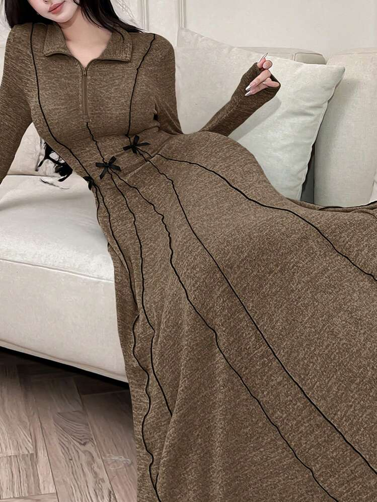 A&M رمضان فستان عباية طويل للنساء بحزام خصر وعقدة...