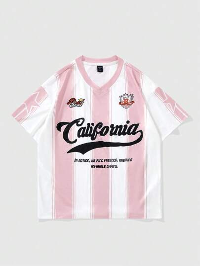 Prep Maglietta uomo con stampa di slogan e grafica, adatta per uso quotidiano, primavera/estate