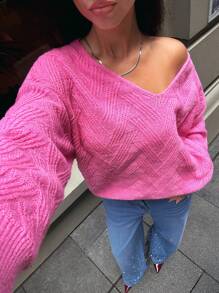 Forever 21 Fall & Winter Pink Women Party Oversized Sweater Going Out Color Funny Business Casual Woman Y2k Clothes Street Wear Women Knitted Sweater