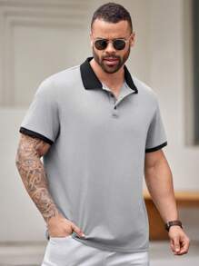 Manfinity VCAY Camisa tipo polo de manga corta de punto informal de talla grande