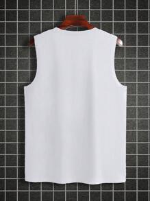 Manfinity Homme Plus Size Men's Crew Neck Sleeveless Casual Top - White - View 2