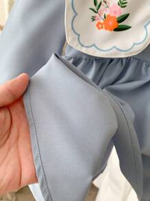 Baby Girl Simple Cute Casual Light Blue Thin Dress For Spring And Autumn - Blue - View 5