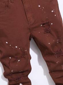 Manfinity LEGND Men's Pocket Distressed Skinny Casual Jeans - Burgundy - View 5