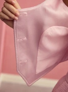 MOTF PREMIUM BUTTON UP ASYMMETRICAL HEM WAISTCOAT,VALENTINE'S DAY - Pink - View 8