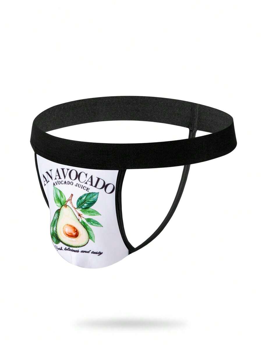 Slips sexy de hombre con estampado de lema y aguacate