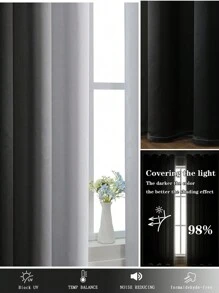 2 Panel Solid Color Patchwork Blackout Curtains, Home Decor/Bedroom Thermal Insulated Curtains, Ombre Black And Grayscale Living Room Blackout Curtain, Customizable Creative Curtains,Fall Decor,Autumn Decor,Room Decor - Black - View 6