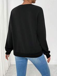 Chiquease Women's 2024 New Arrival Sequins Bowknot Design Casual Long Sleeve Sweatshirt Pullover Fall