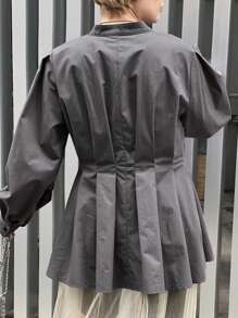 FRIFUL 女式超大荷叶边拼布长袖衬衫