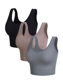 Women's Rhinestone Decor Sports Yoga Gym Casual Undershirt Workout Tank Top - Multicolor - View 2