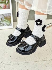 Zapatos negro para niñas, zapatos de rendimiento, zapatos de princesa, zapatos pequeños, zapatos de suela blanda, zapatos escolares - Negro - Ver 4