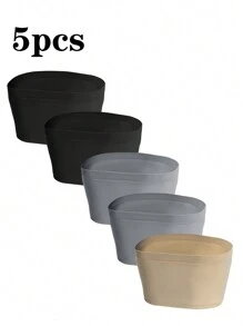 5pack Solid Ruched Bandeau Bra - Multicolor - View 4