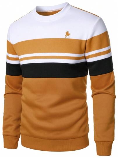 Manfinity Homme Herren Farbblock Pullover, modischer lässiger Sweatshirt, für den Herbst