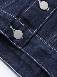 DAZY Damen Lässig Denim Jacke kurz & Weite Bein Jeans Set, für den Herbst