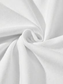 SHEIN Tricou din tricot larg pentru fete, franceză, elegantă, cu decor alb cu fundă, toamnă/iarnă - alb - Vizualizare 4