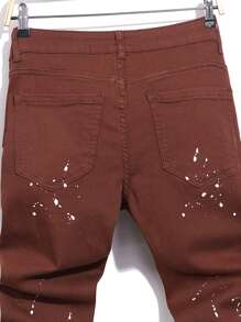 Manfinity LEGND Men's Pocket Distressed Skinny Casual Jeans - Burgundy - View 4