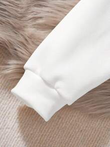 SHEIN Tween Girl Autumn/Winter New Arrival Back Embroidered Text & Letter Hooded Sweatshirt