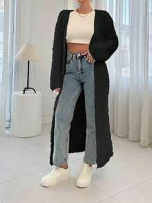 Women Plain Color Lace-Up Long Sleeve Minimalist Casual Top, Daily Wear