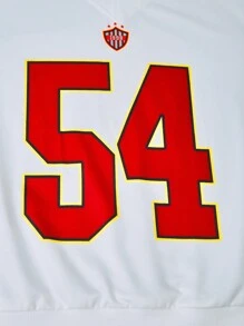 SHEIN ChillGRL 2pcs Tween Girls Spring & Autumn Sports Color Block Numeral Print Long Sleeve Sweatshirt & Side Pocket Cargo Pants Set, Cool Daily Outfit - Red - View 8