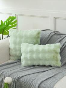 1pc Light Green Tie Dye Decorative Faux Rabbit Fur Cushion Cover Without Filler, Modern Flannelette Fuzzy Plush Throw Pillow Cover Zipper Closure For Home, For Sofa, Living Room