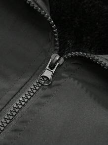 Manfinity Homme Plus Size Men's Zip-Up Front Pocket Simple Winter Jacket