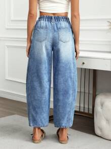 EMERY ROSE 女士休闲洗水做旧男友风牛仔裤 - 藍色 - 查看 2