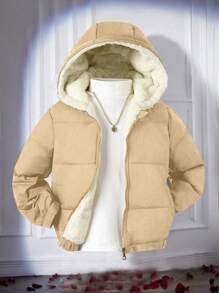 Tween Girl Hooded Short Casual Feathers & Down Puffer Jacket