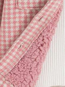 SHEIN 年轻女孩千鸟格保暖内衬连帽夹克，适合秋冬季