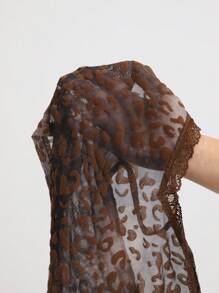 TRNVIE 1 件女式复古性感 V 领派对豹纹网眼蕾丝拼布紧身吊带背心，适合秋冬季